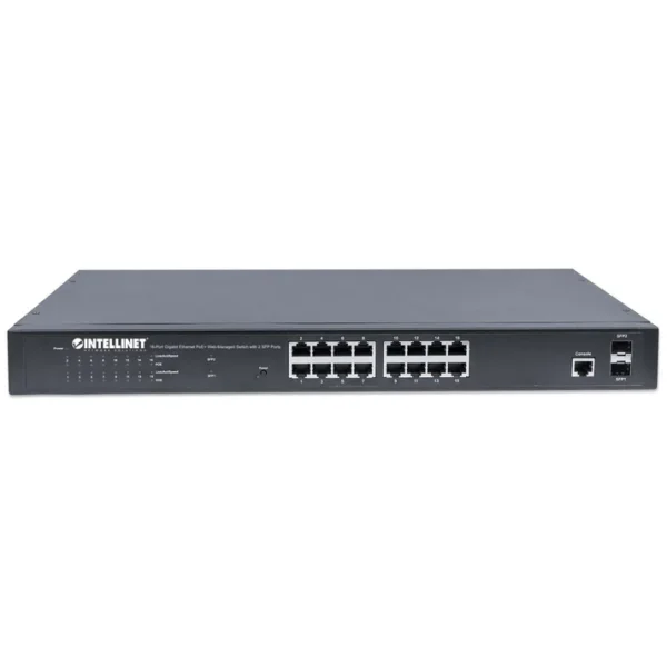 INTELLINET SWITCH 16 PUERTOS GIGABIT POE 2 SFP